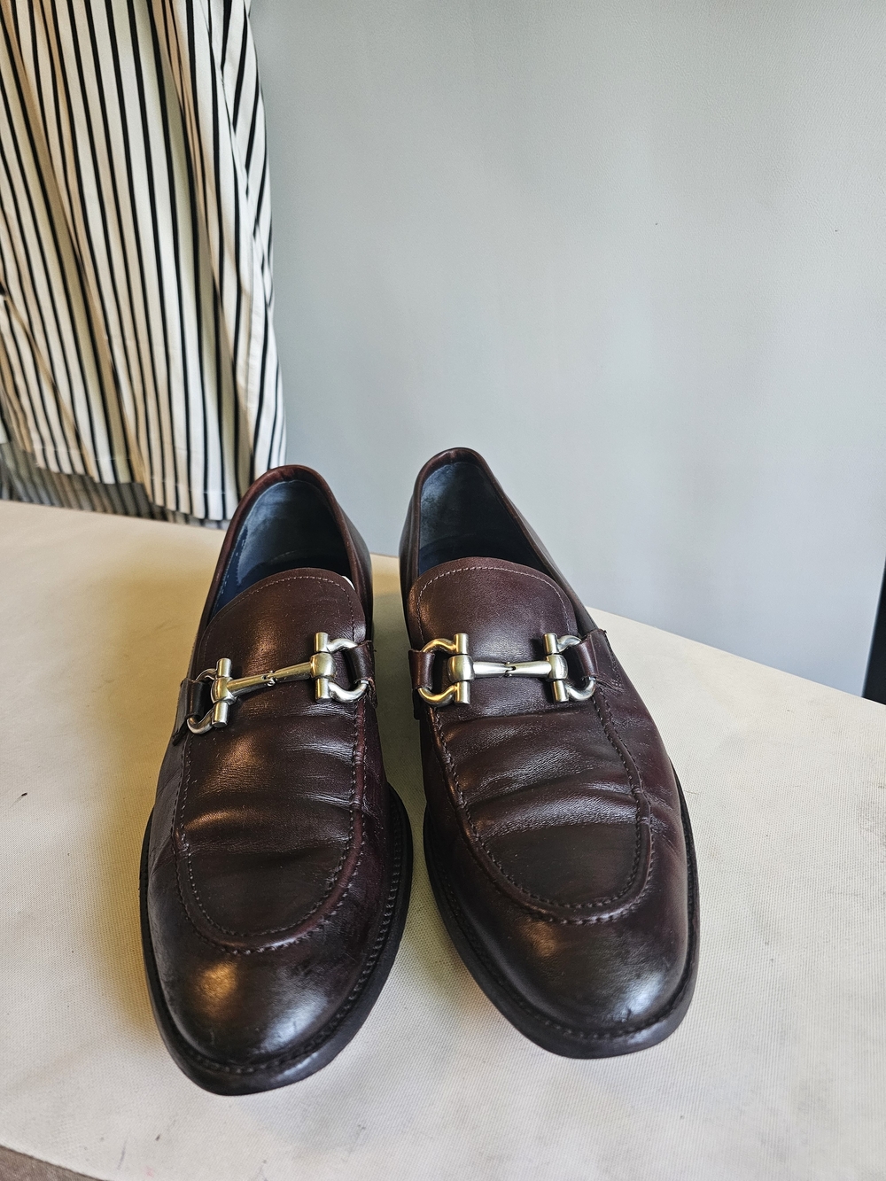 Ferragamo Men's Leather Bit Loafers in Dark Brown